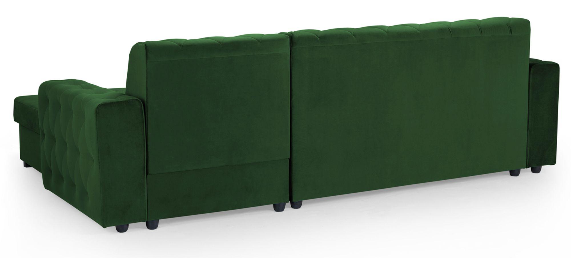 Product photograph of Reva Green Fabric Right Hand Facing Pull Out Corner Sofabed With Storage from Choice Furniture Superstore.